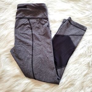 Lululemon Women's 6 Pace Rival Crop Hray Black Running Leggings Stretch - Flaw